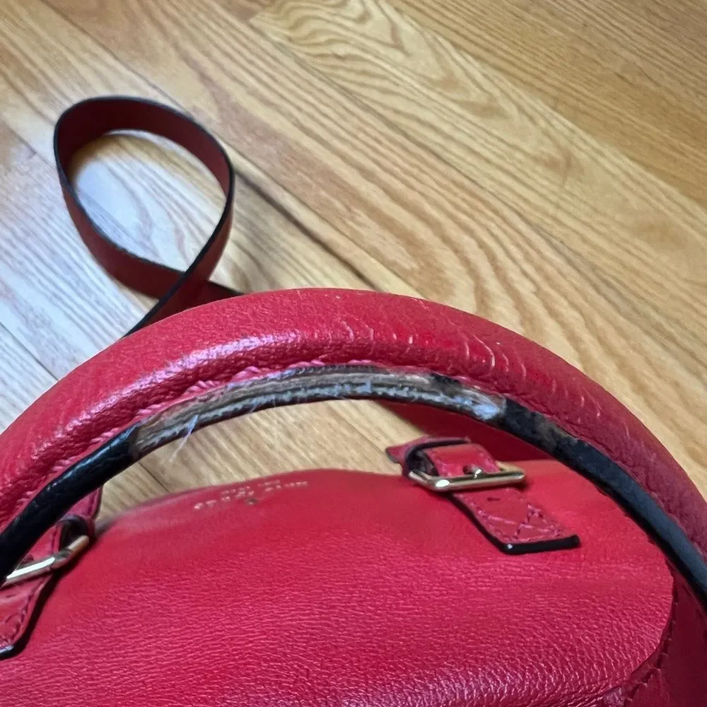 Kate Spade Allen St Raquel Satchel Red Leather Purse with Detachable Strap